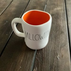 Rae Dunn cream  Large Letter HAPPY Halloween Mug Orange insides